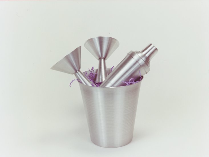 Cocktail Set, Silver. Bucket, shaker, and two glasses. - Click Image to Close