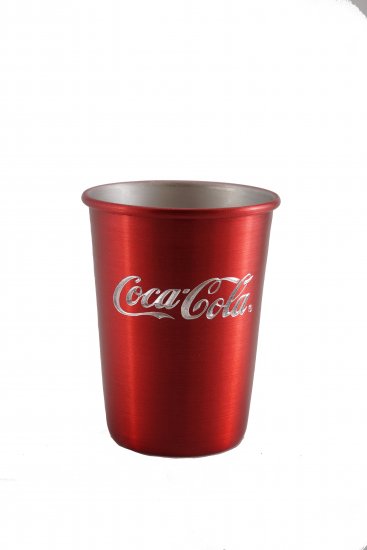 Aluminum Tumbler with Rolled Top, Red. 12 oz. - Click Image to Close