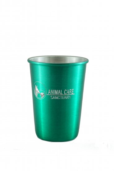 Aluminum Tumbler with Rolled Top, Green. 12 oz. - Click Image to Close