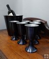 Aluminum Aluminumized Black Wine/Water Goblet & Ice Bucket Set
