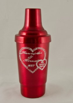 Cocktail Shaker, Red.16oz.With top, strainer, and cap.