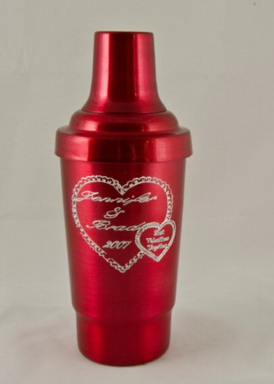 Cocktail Shaker, Red.16oz.With top, strainer, and cap. - Click Image to Close