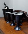 Aluminum Aluminumized Black Wine/Water Goblet & Ice Bucket Set