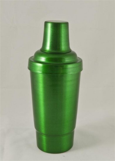 Cocktail Shaker, Green.16oz.With top, strainer, and cap. - Click Image to Close